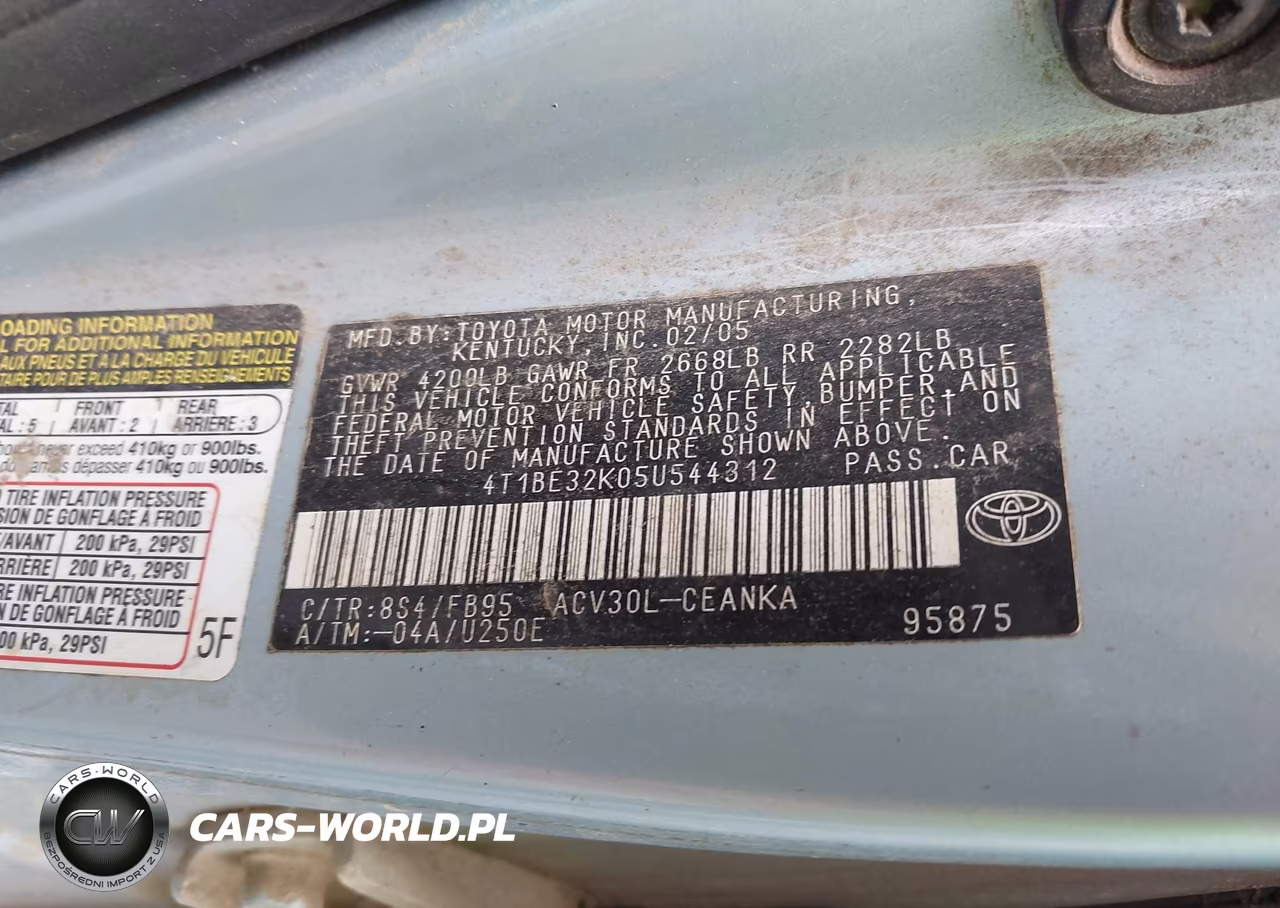 2005 Toyota Camry Le VIN:4T1BE32K05U544312 - 9