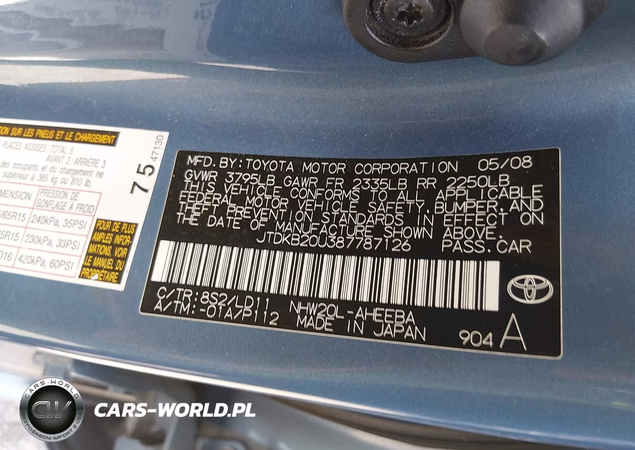 2008 Toyota Prius VIN:JTDKB20U387787126 - 9