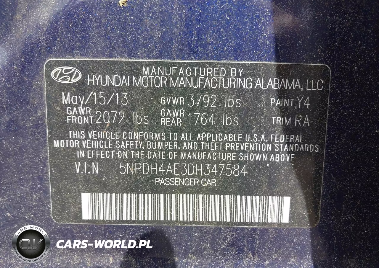 2013 Hyundai Elantra Gls VIN:5NPDH4AE3DH347584 - 9