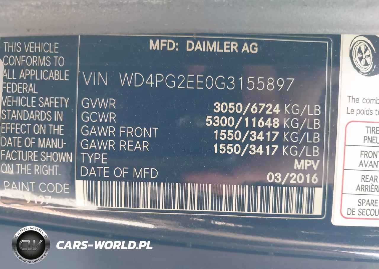 2016 Mercedes-Benz Metris VIN:WD4PG2EE0G3155897 - 9