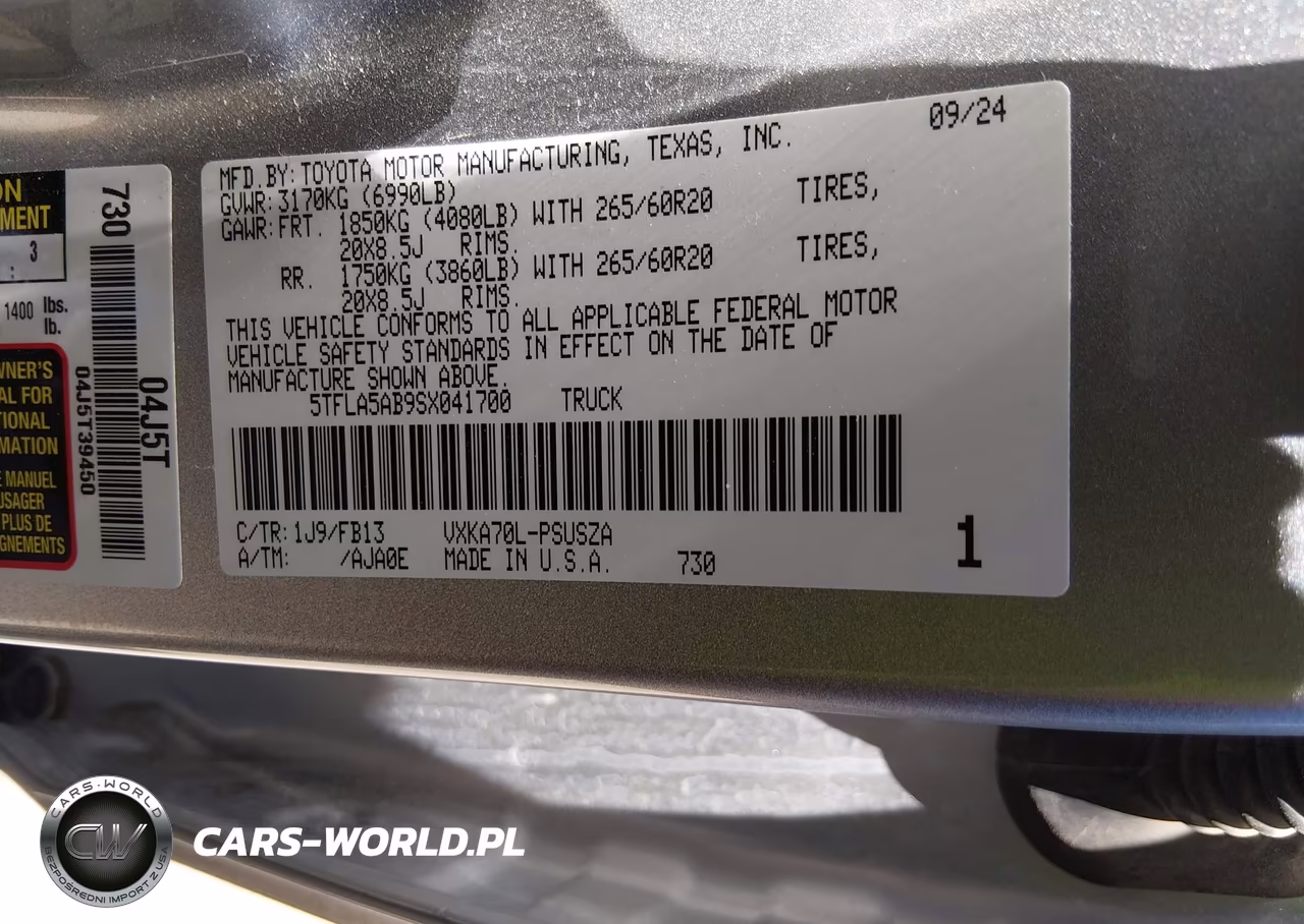 2025 Toyota Tundra Sr5 VIN:5TFLA5AB9SX041700 - 9