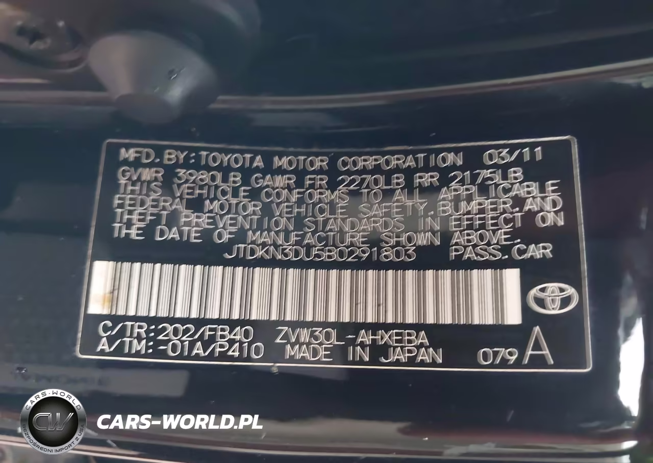 2011 Toyota Prius Two VIN:JTDKN3DU5B0291803 - 9