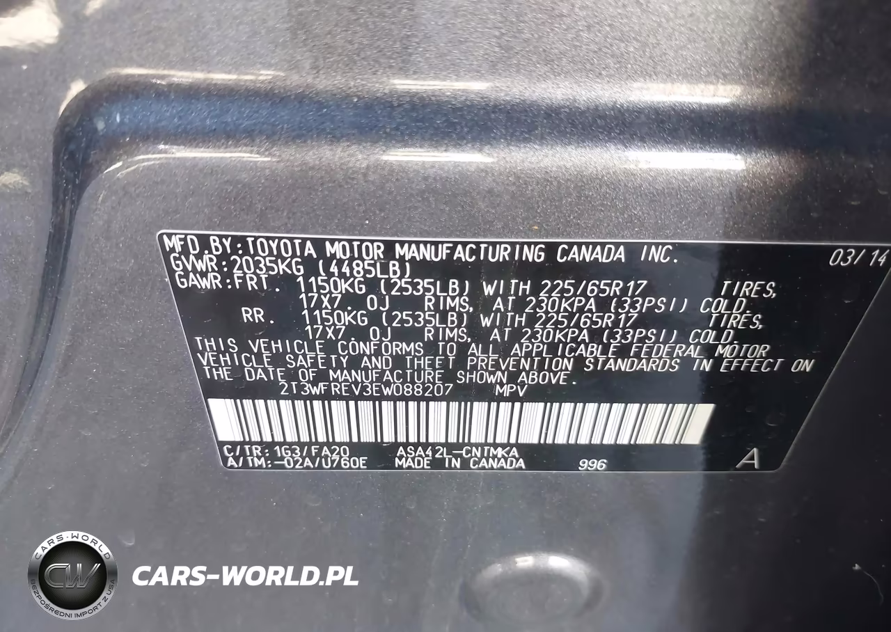 2014 Toyota Rav4 Xle VIN:2T3WFREV3EW088207 - 9