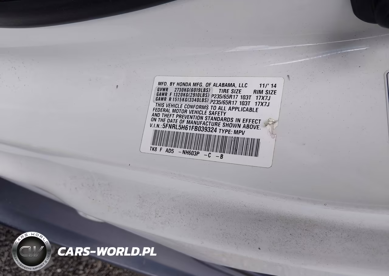 2015 Honda Odyssey Ex-L VIN:5FNRL5H61FB039324 - 9