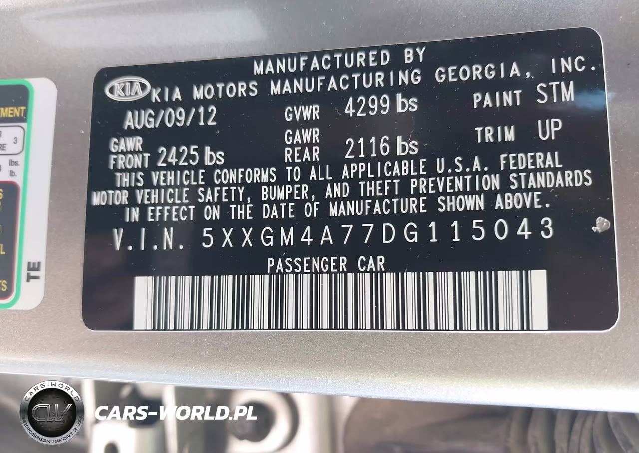 2013 Kia Optima Lx VIN:5XXGM4A77DG115043 - 9