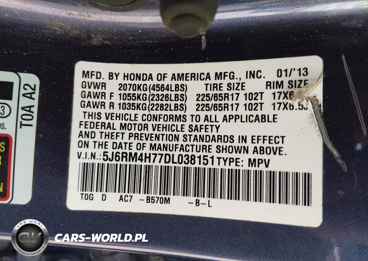 2013 Honda Cr-V Ex-L VIN:5J6RM4H77DL038151 - 9