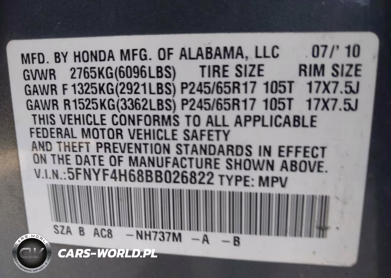 2011 Honda Pilot Ex-L VIN:5FNYF4H68BB026822 - 9