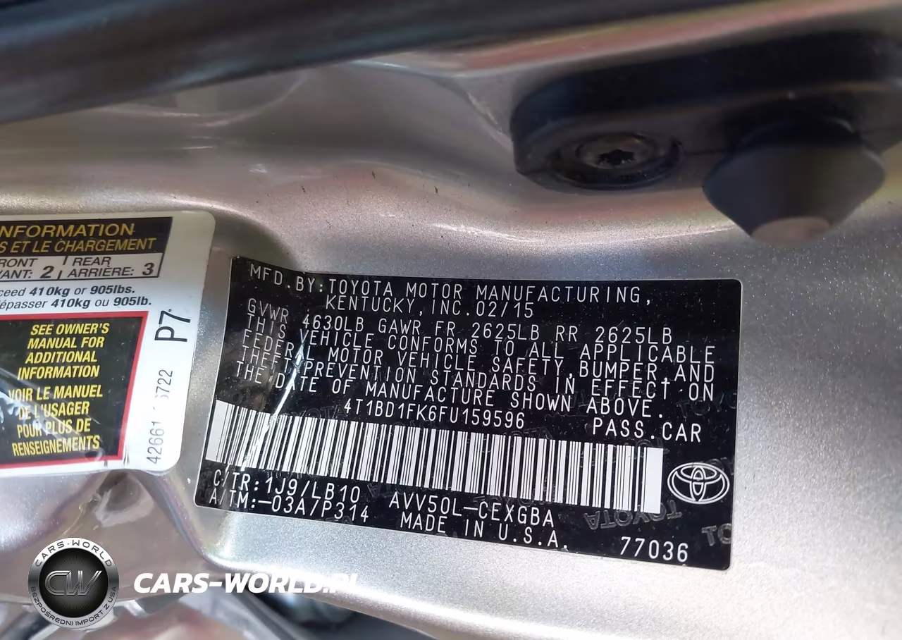 2015 Toyota Camry Hybrid Xle VIN:4T1BD1FK6FU159596 - 9