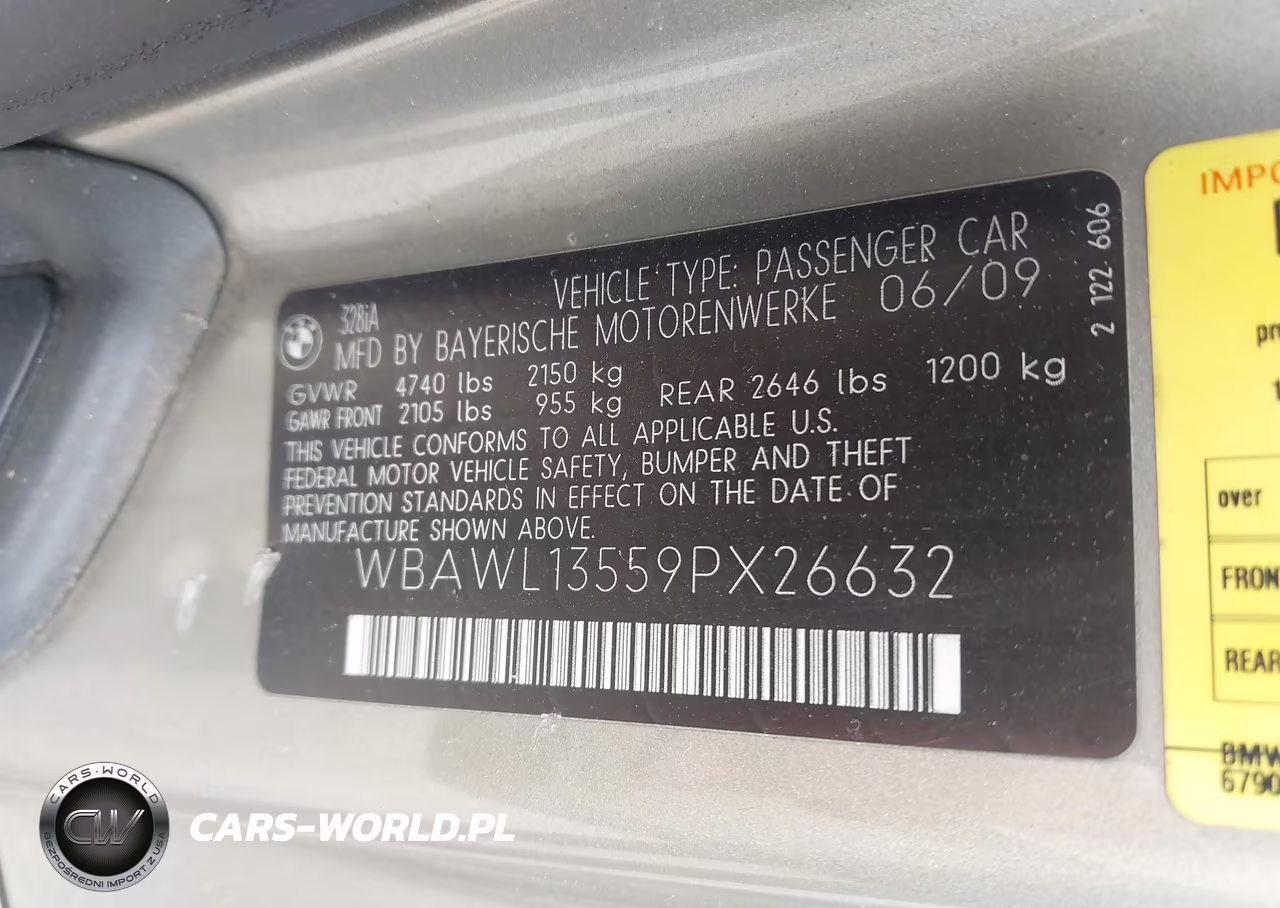 2009 BMW 328I VIN:WBAWL13559PX26632 - 9