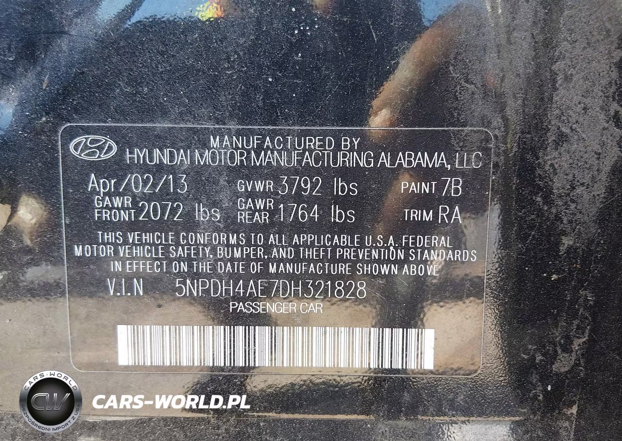 2013 Hyundai Elantra Gls VIN:5NPDH4AE7DH321828 - 9