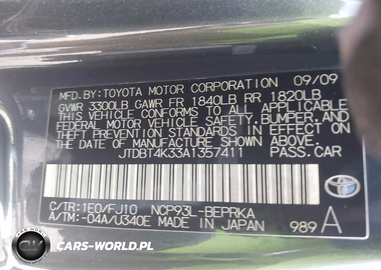 2010 Toyota Yaris VIN:JTDBT4K33A1357411 - 9