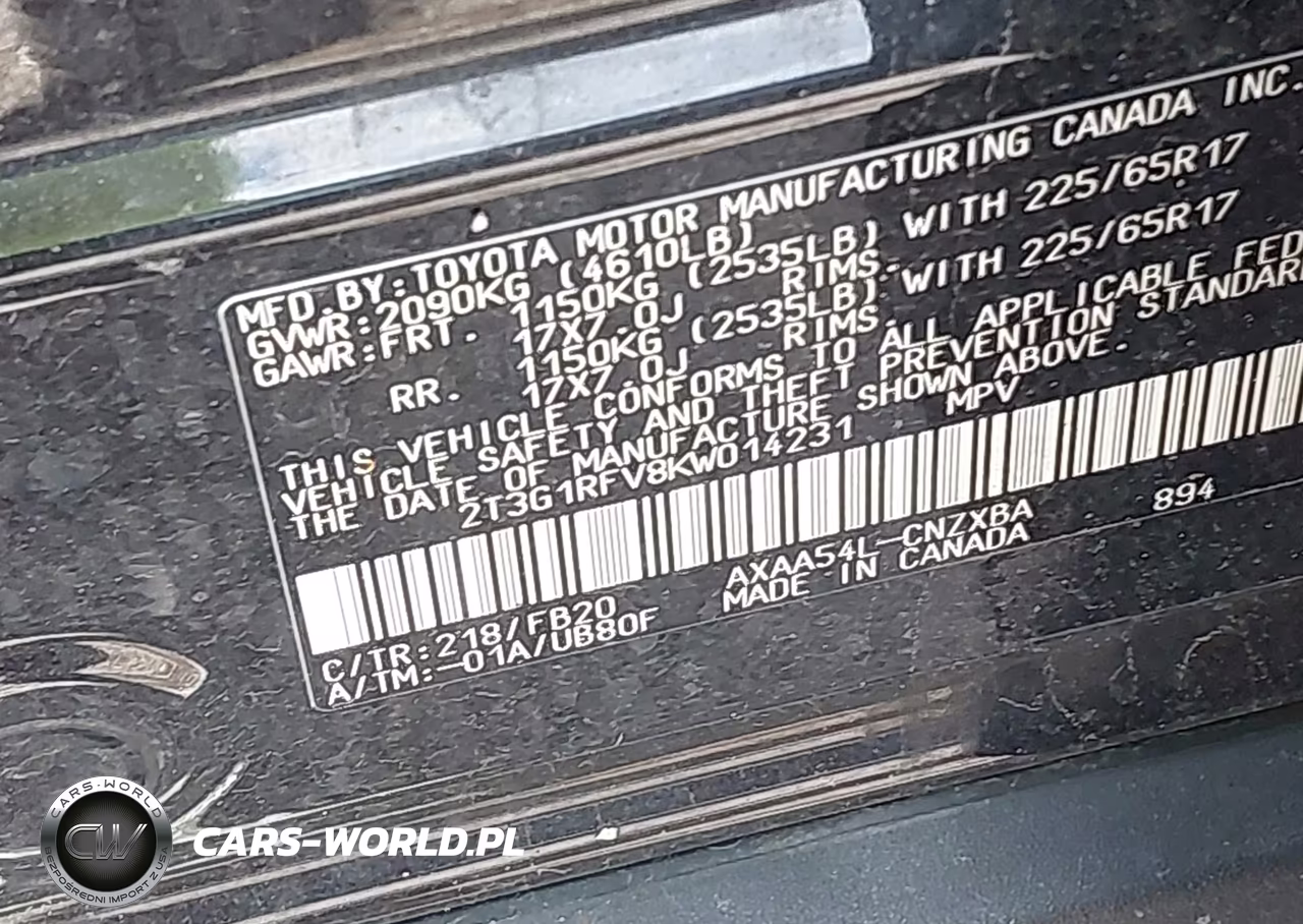 2019 Toyota Rav4 Le VIN:2T3G1RFV8KW014231 - 9