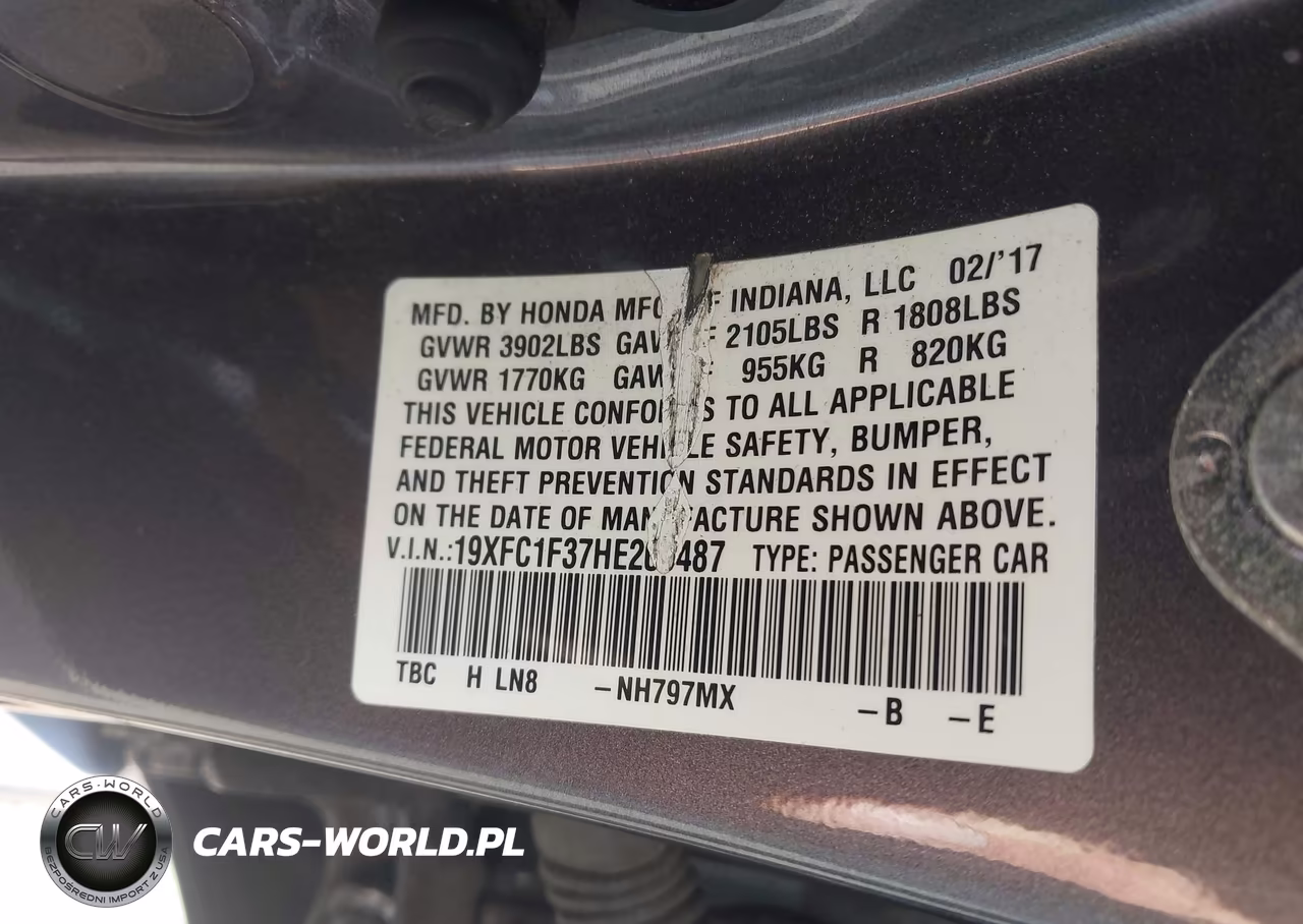 2017 Honda Civic Ex-T VIN:19XFC1F37HE209487 - 9