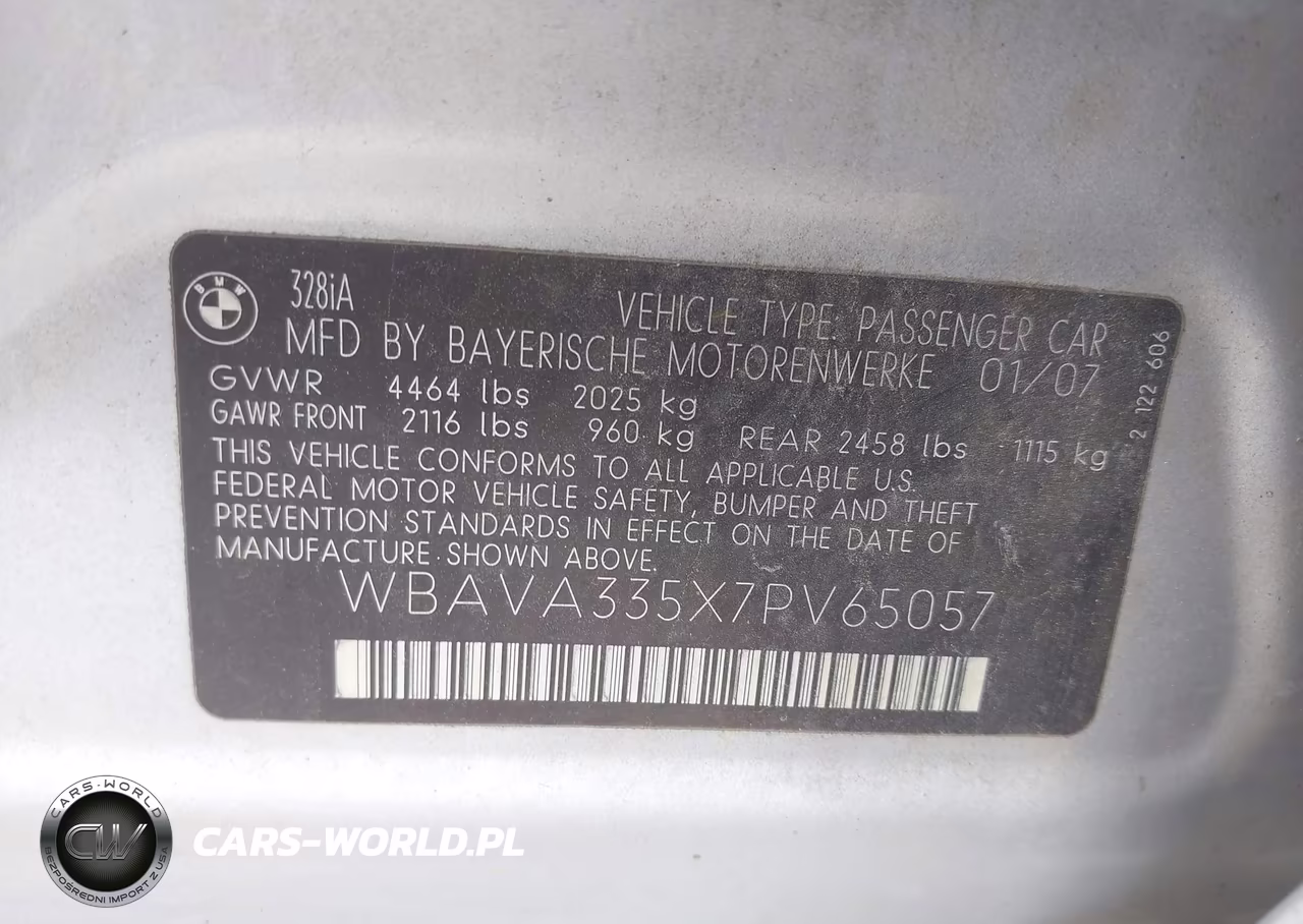 2007 BMW 328I VIN:WBAVA335X7PV65057 - 9