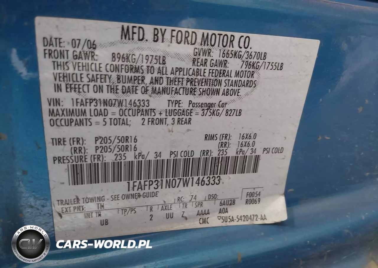 2007 Ford Focus S-Se-Ses VIN:1FAFP31N07W146333 - 9