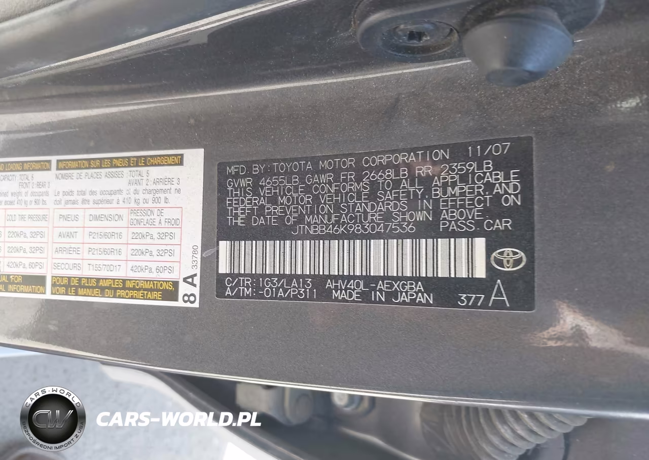 2008 Toyota Camry Hybrid VIN:JTNBB46K983047536 - 9