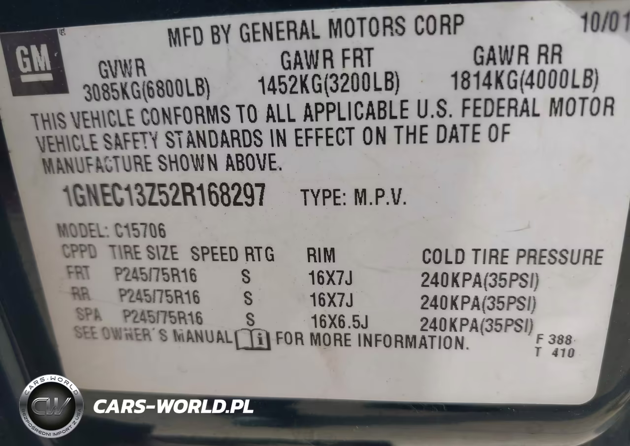 2002 Chevrolet Tahoe Ls VIN:1GNEC13Z52R168297 - 9