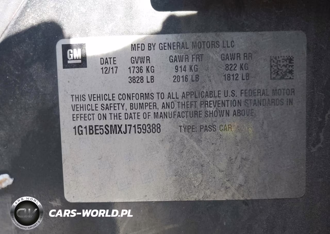 2018 Chevrolet Cruze Lt Auto VIN:1G1BE5SMXJ7159388 - 9