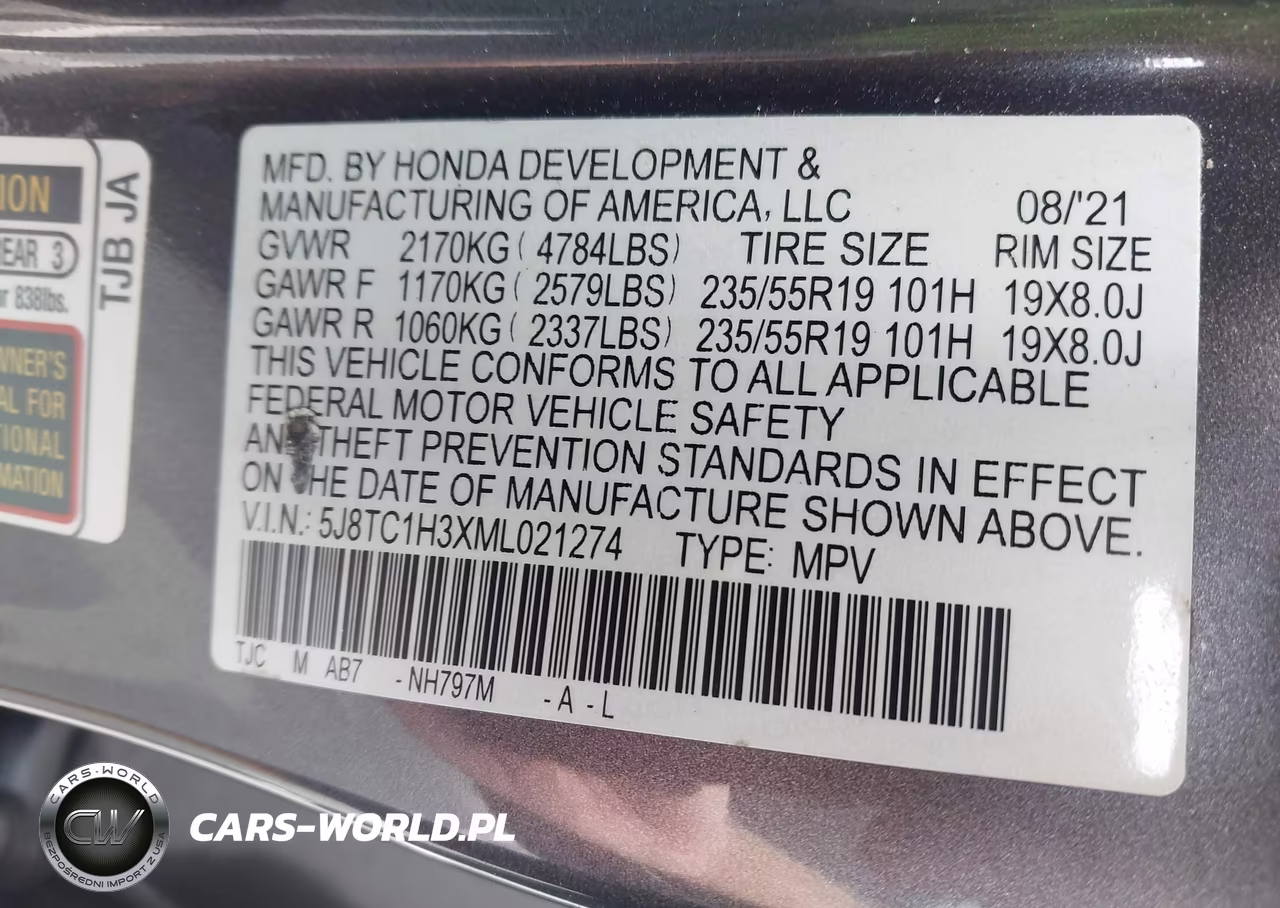 2021 Acura Rdx Standard VIN:5J8TC1H3XML021274 - 9