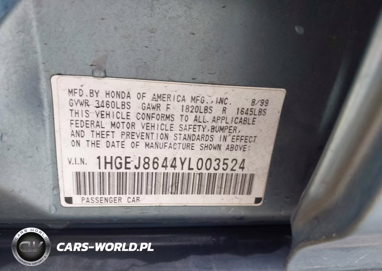 2000 Honda Civic Ex VIN:1HGEJ8644YL003524 - 9