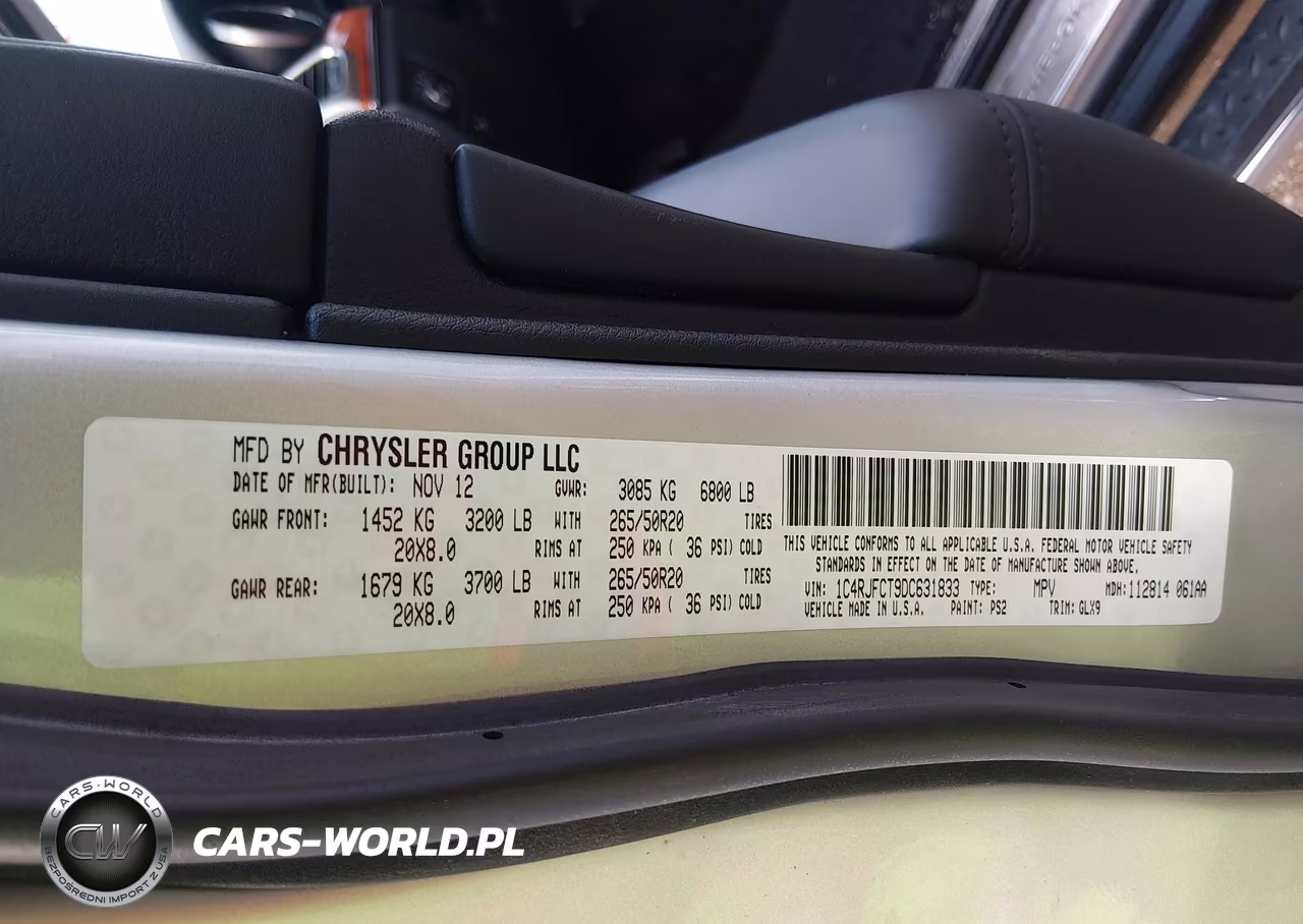 2013 Jeep Grand Cherokee Overland VIN:1C4RJFCT9DC631833 - 9