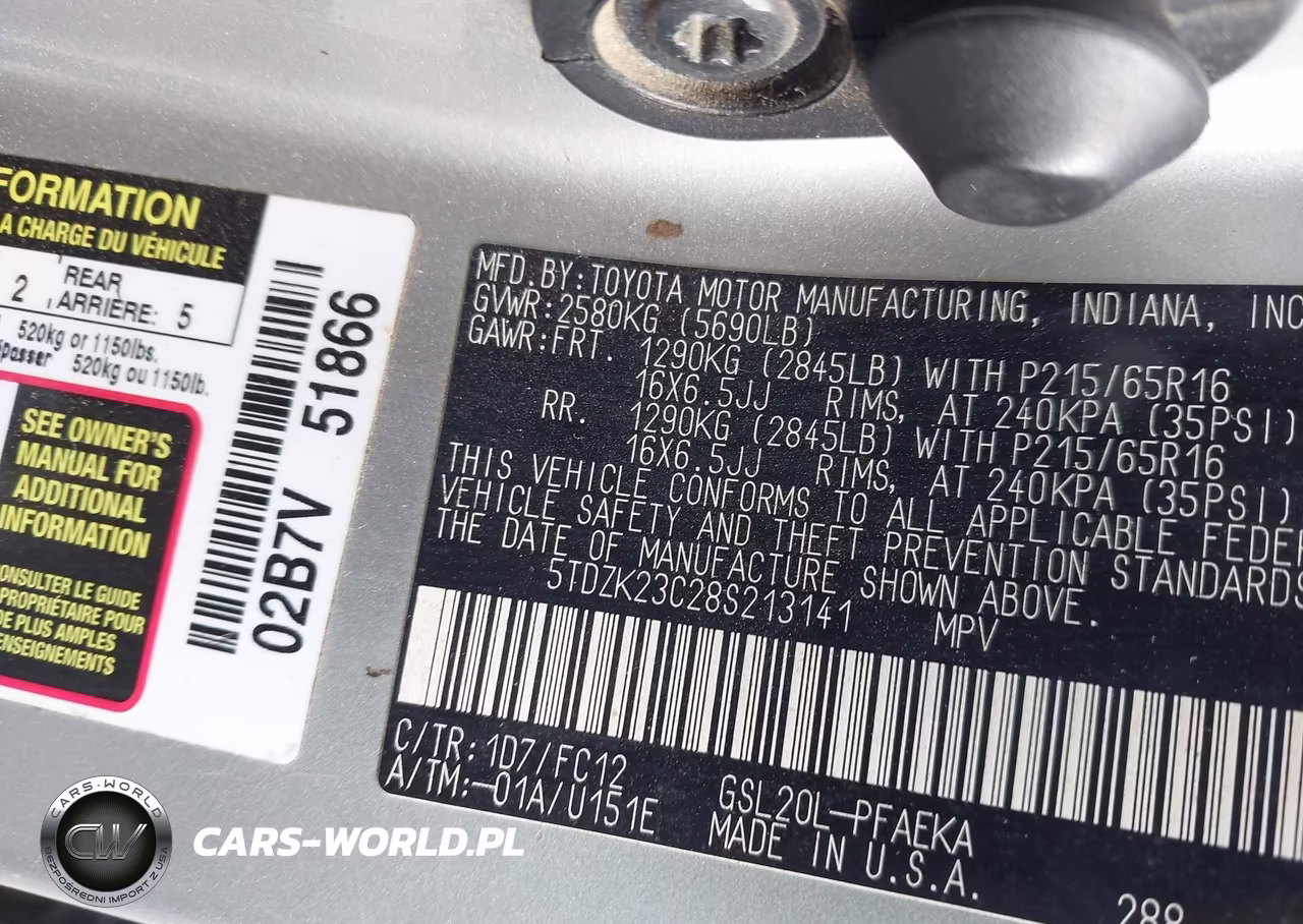 2008 Toyota Sienna Le VIN:5TDZK23C28S213141 - 9