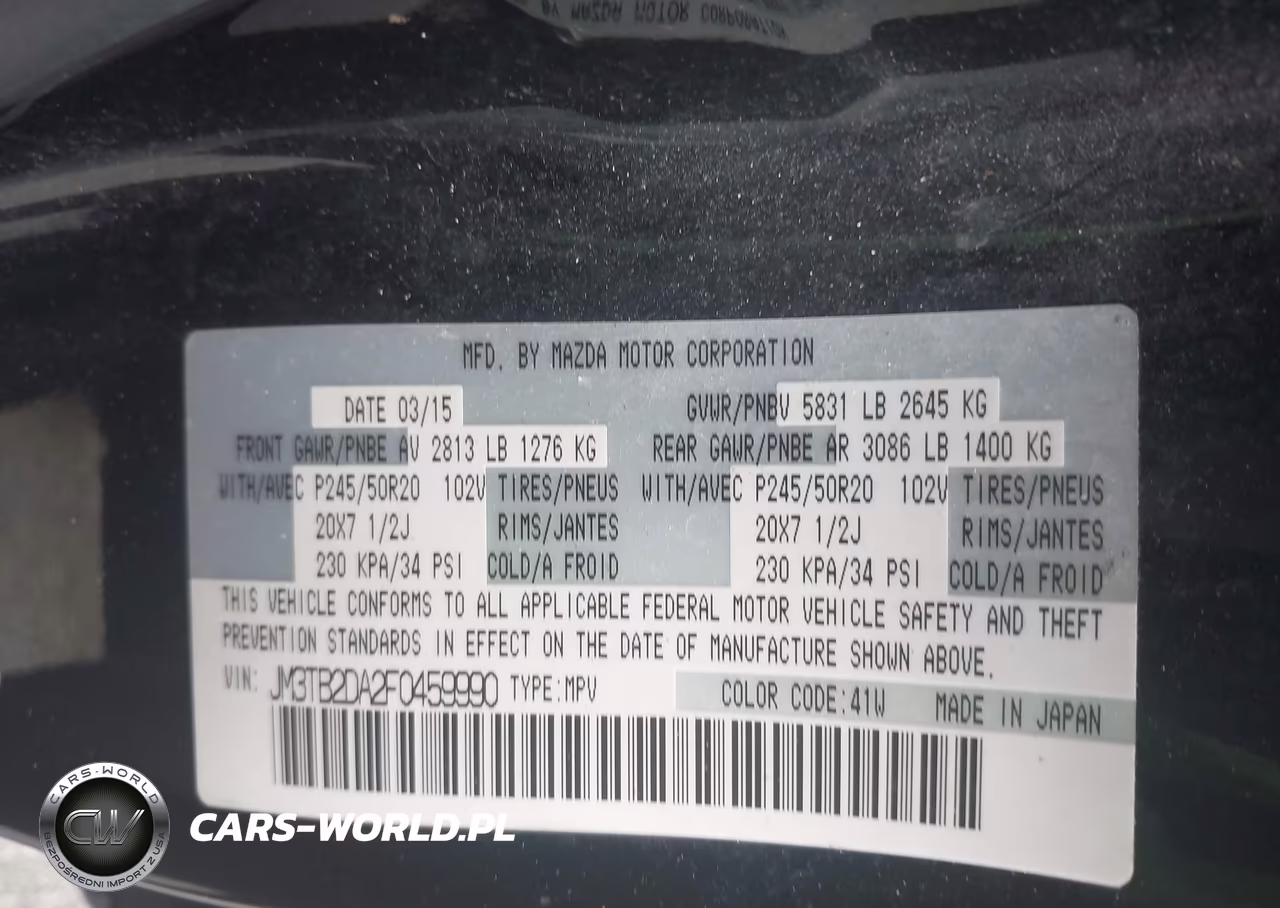 2015 Mazda Cx-9 Grand Touring VIN:JM3TB2DA2F0459990 - 9