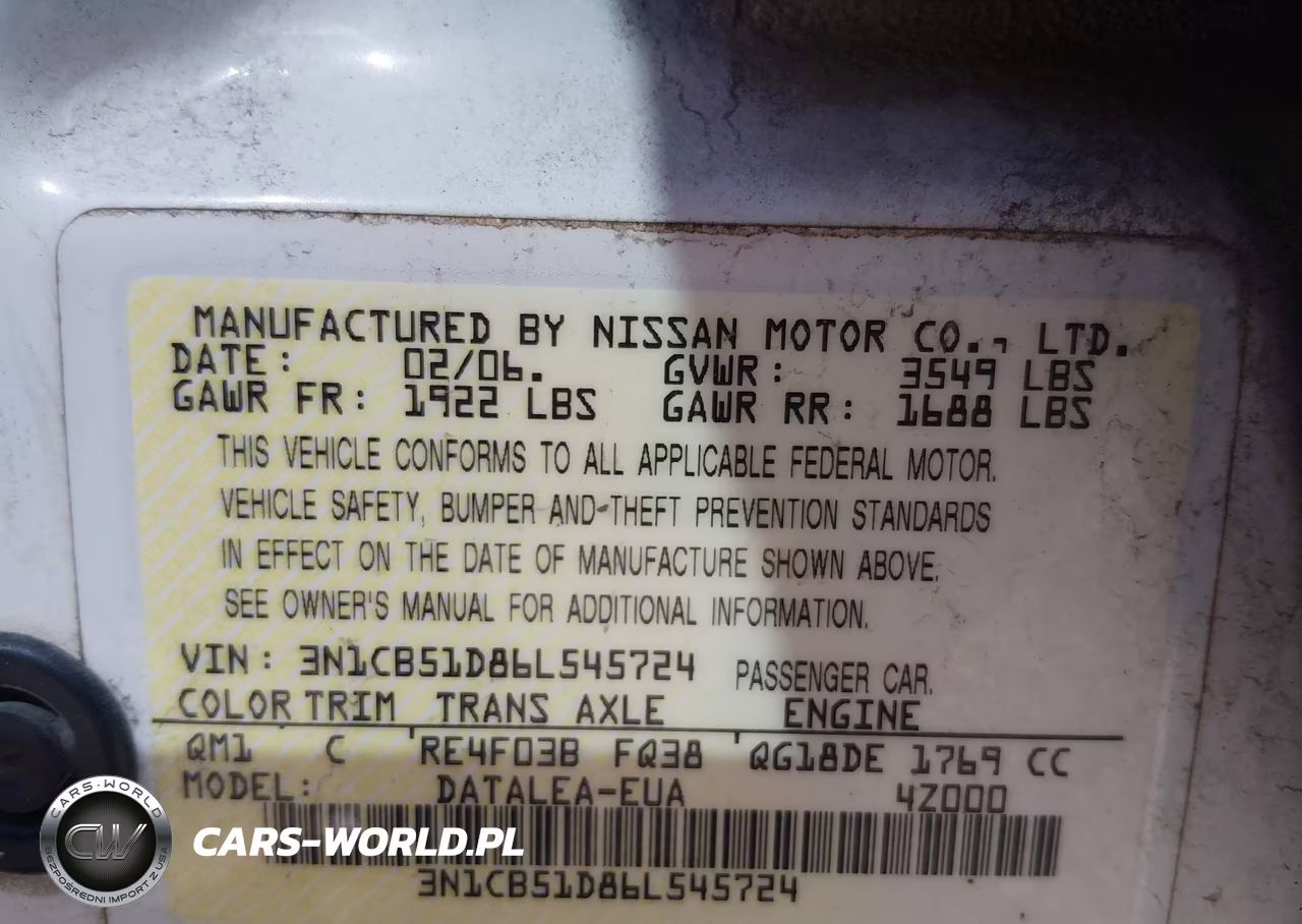 2006 Nissan Sentra 1.8S VIN:3N1CB51D86L545724 - 9