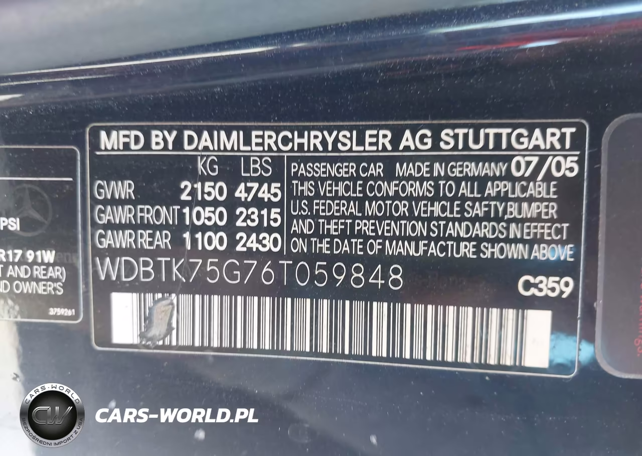 2006 Mercedes-Benz Clk 500 VIN:WDBTK75G76T059848 - 9