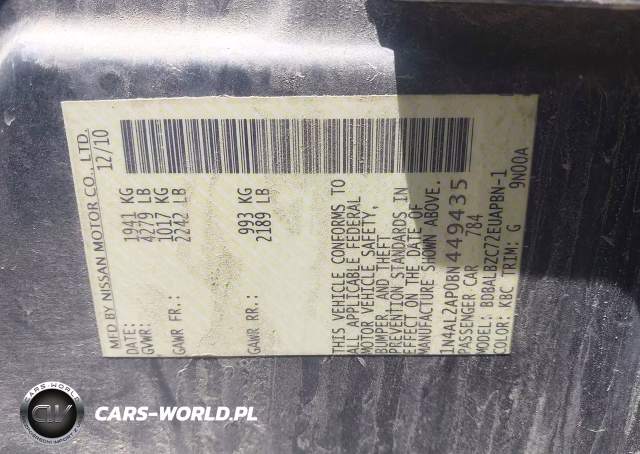 2011 Nissan Altima 2.5 S VIN:1N4AL2AP0BN449435 - 9