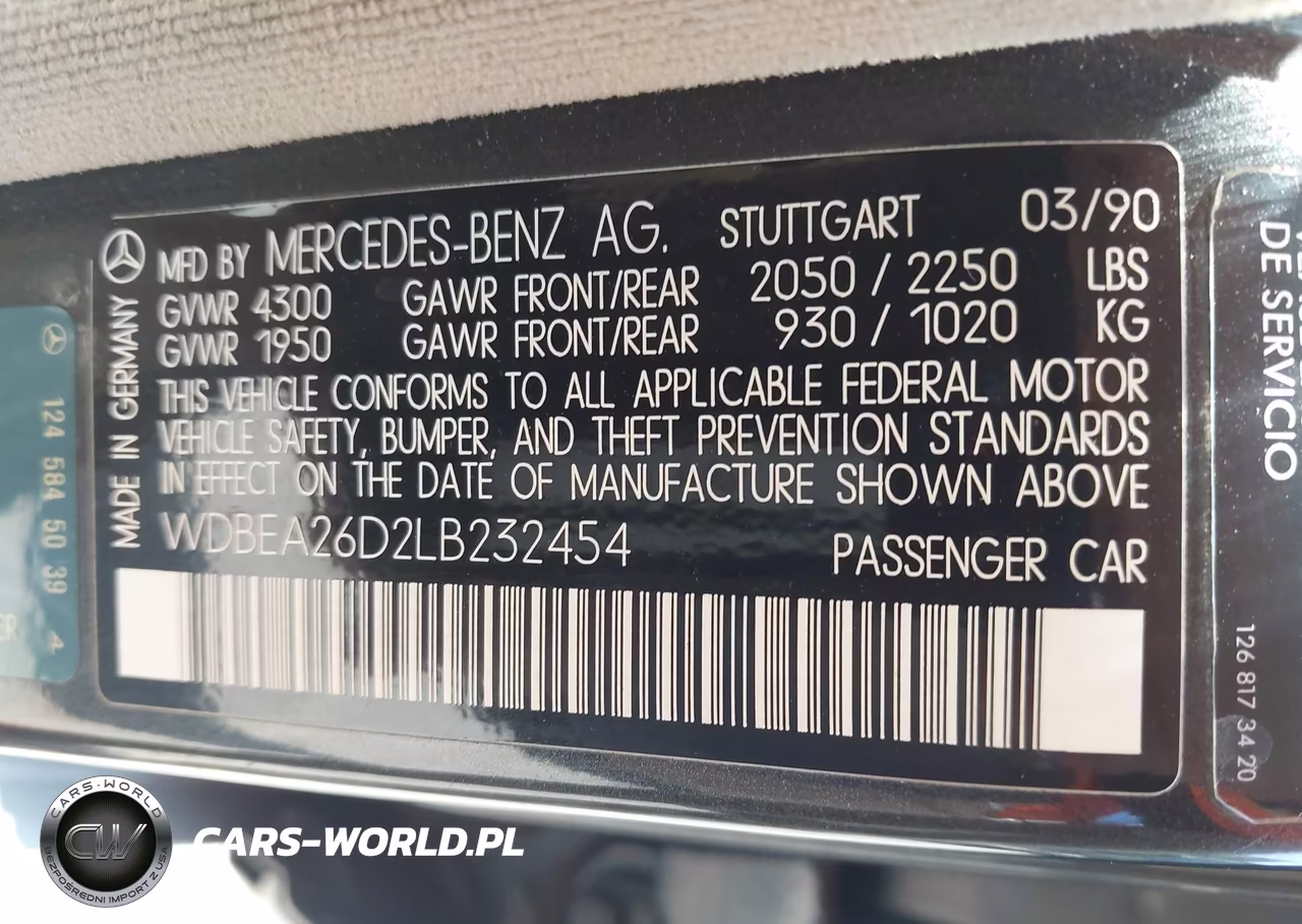 1990 Mercedes-Benz 300 E 2.6 VIN:WDBEA26D2LB232454 - 9