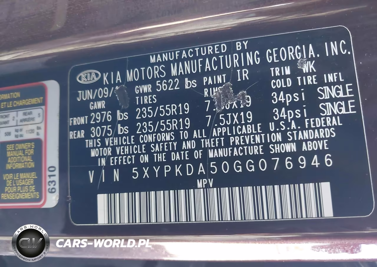 2016 Kia Sorento 3.3L Sx VIN:5XYPKDA50GG076946 - 9