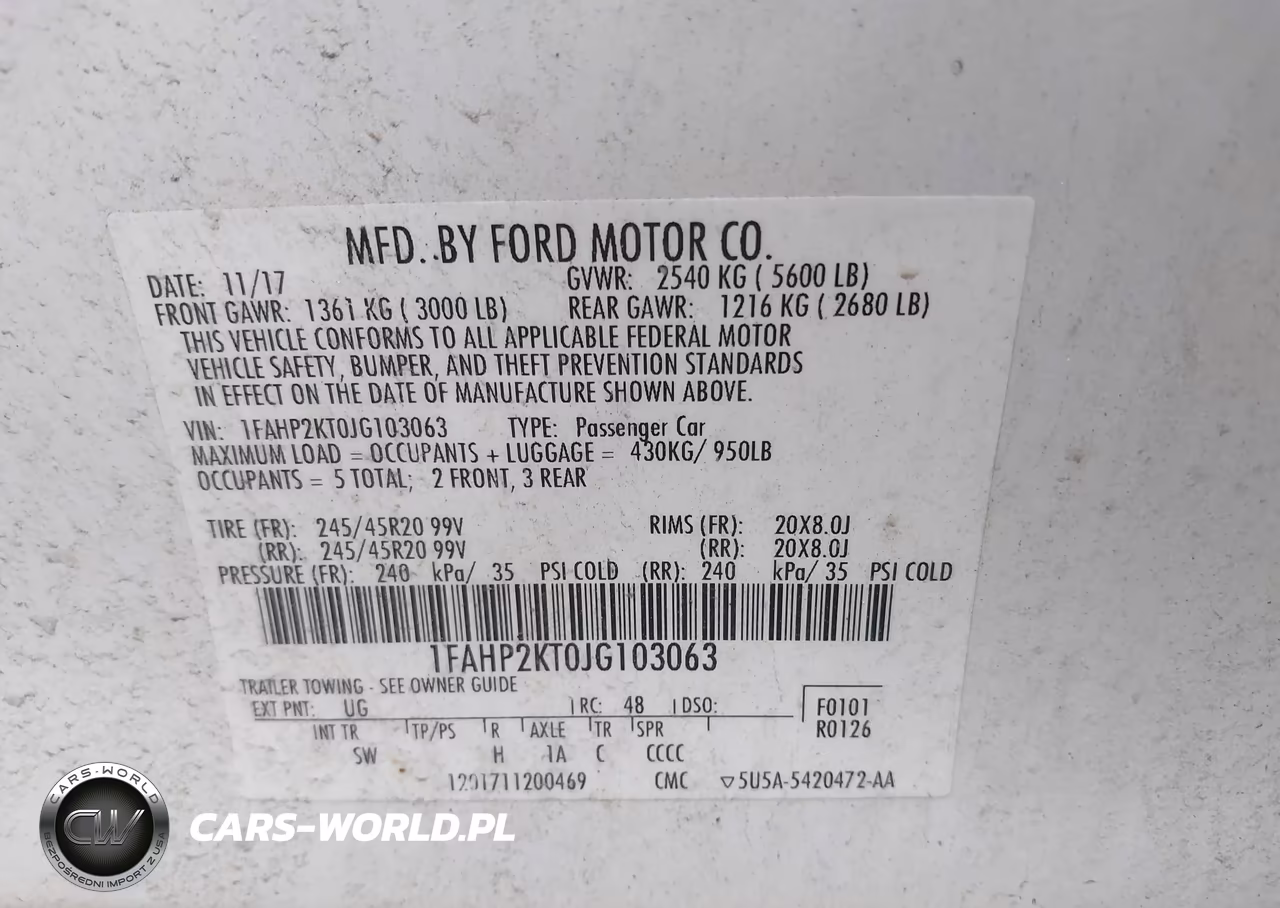 2018 Ford Taurus Sho VIN:1FAHP2KT0JG103063 - 9