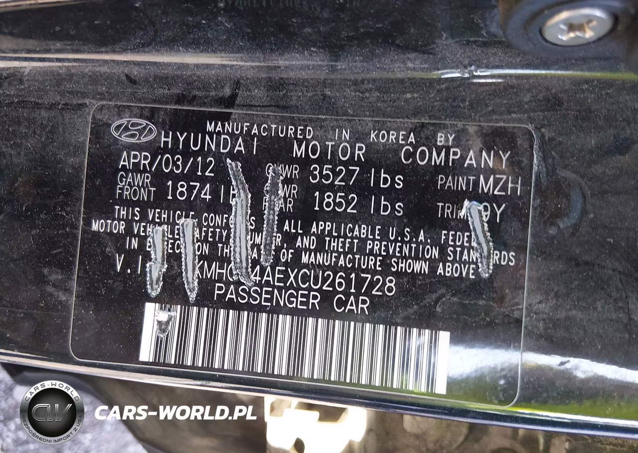 2012 Hyundai Accent Gls VIN:KMHCU4AEXCU261728 - 9