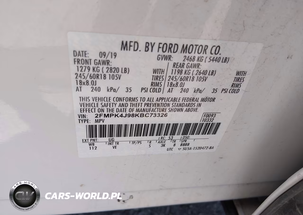 2019 Ford Edge Sel VIN:2FMPK4J98KBC73326 - 9