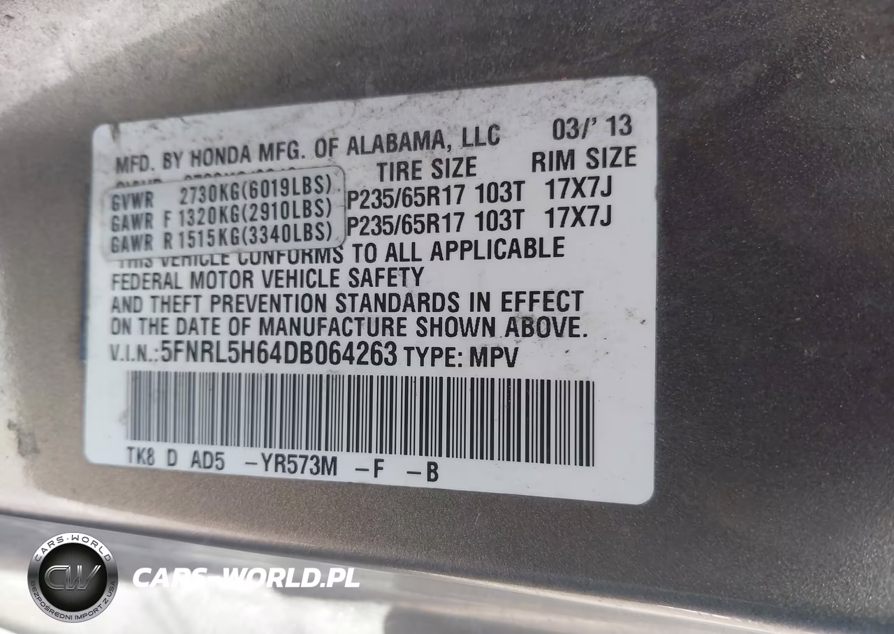 2013 Honda Odyssey Ex-L VIN:5FNRL5H64DB064263 - 9