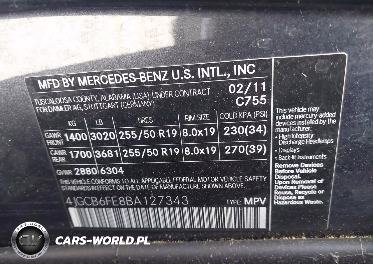 2011 Mercedes-Benz R 350 4Matic VIN:4JGCB6FE8BA127343 - 9