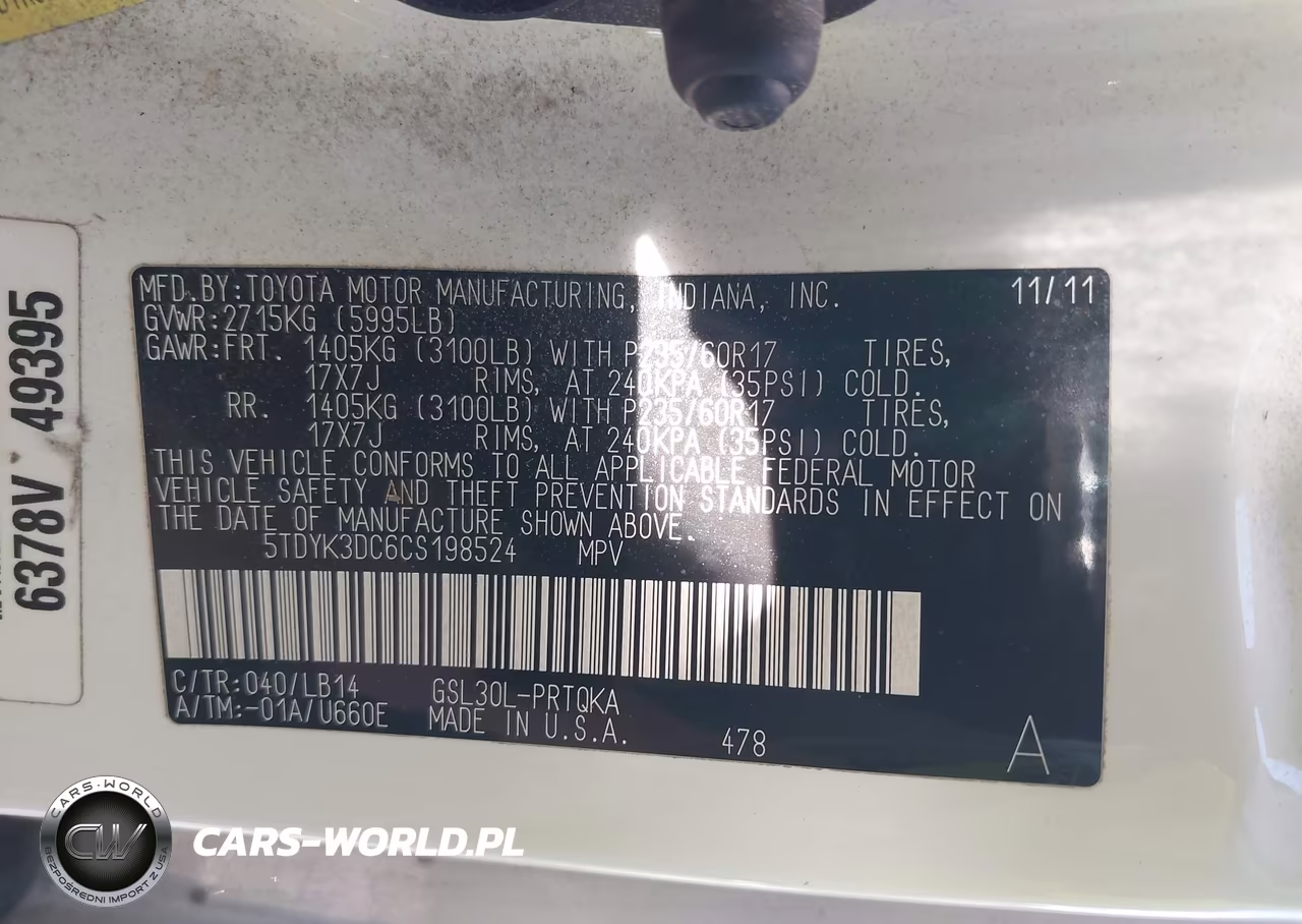 2012 Toyota Sienna Xle V6 8 Passenger VIN:5TDYK3DC6CS198524 - 9