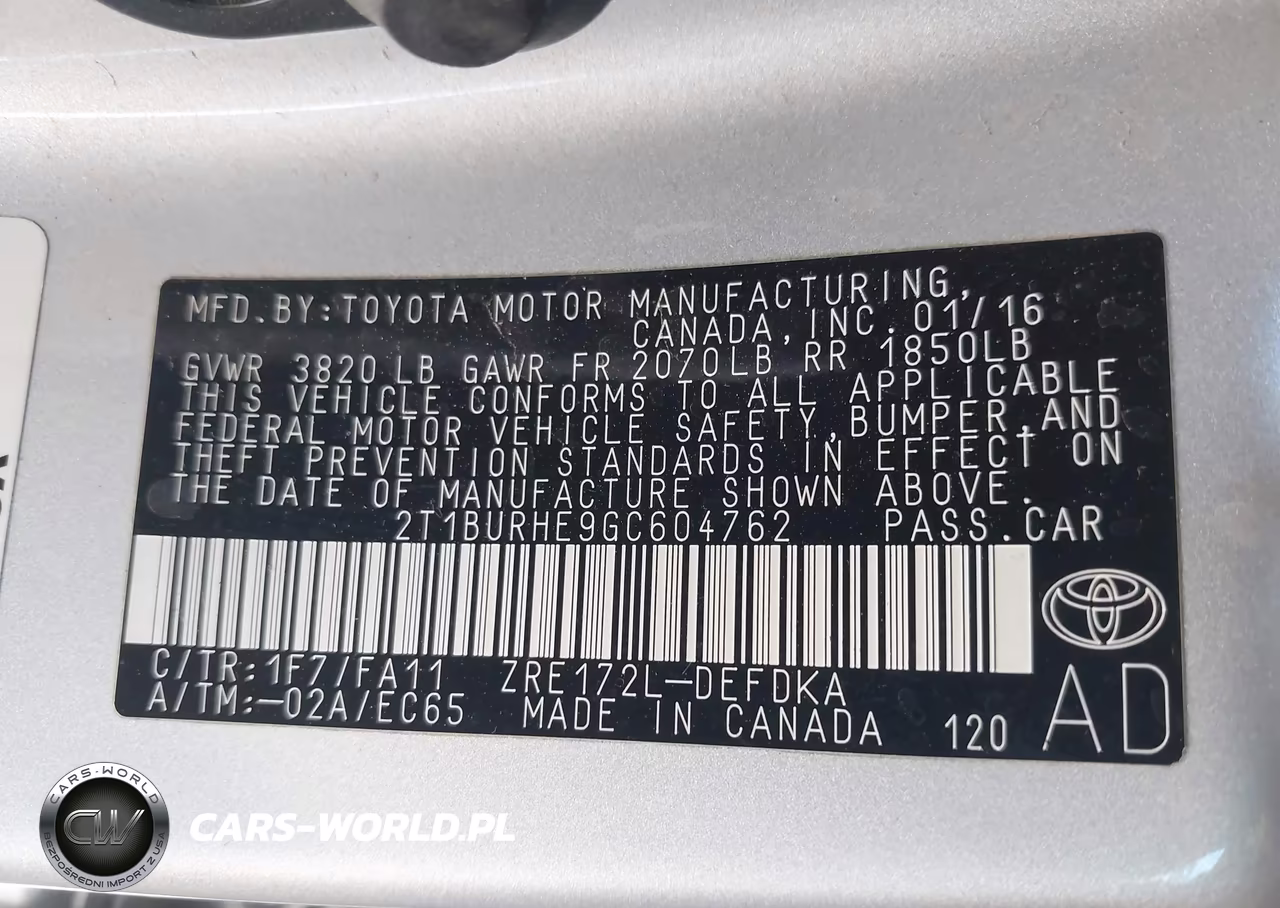 2016 Toyota Corolla L VIN:2T1BURHE9GC604762 - 9