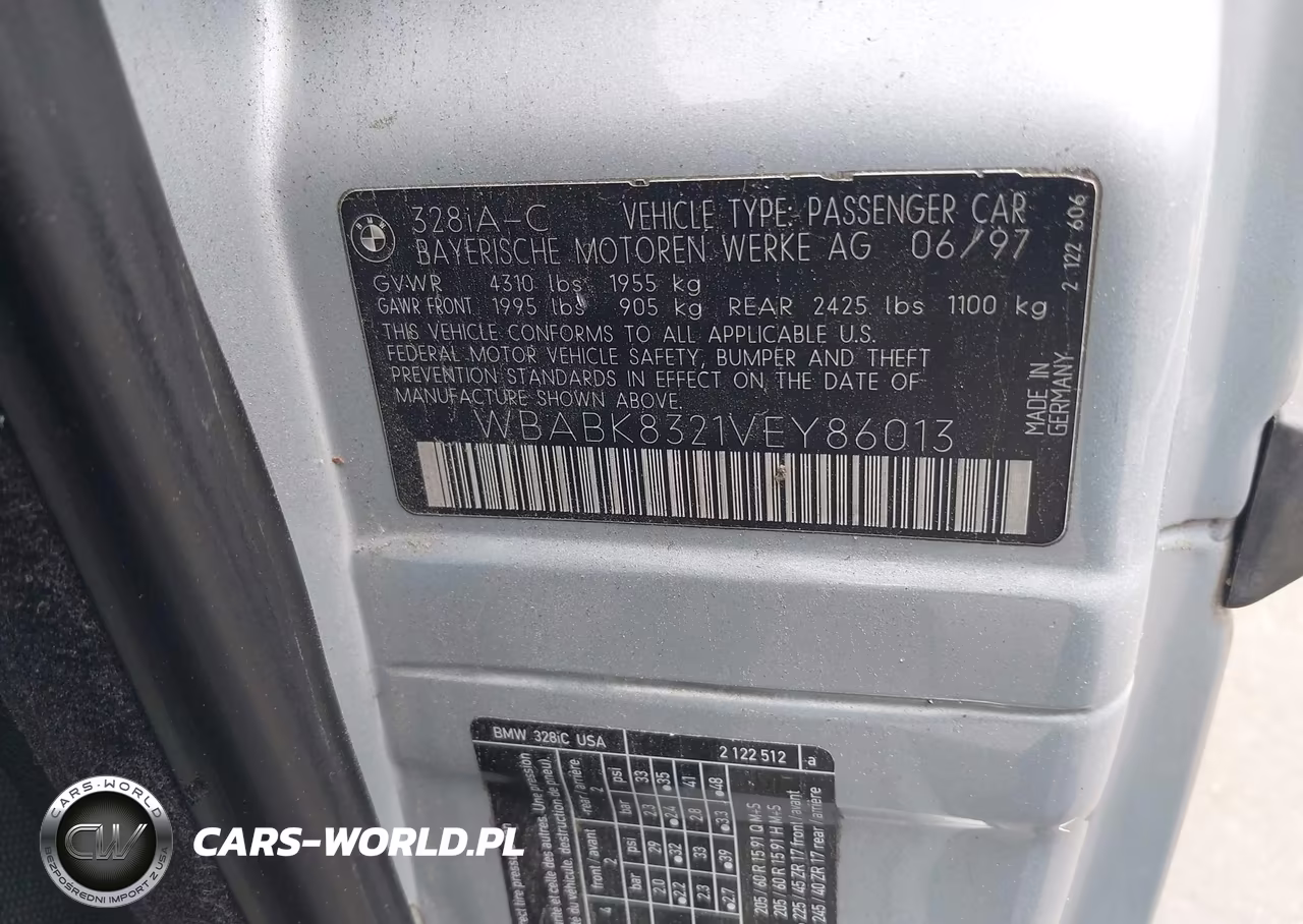 1997 BMW 328Ic VIN:WBABK8321VEY86013 - 9