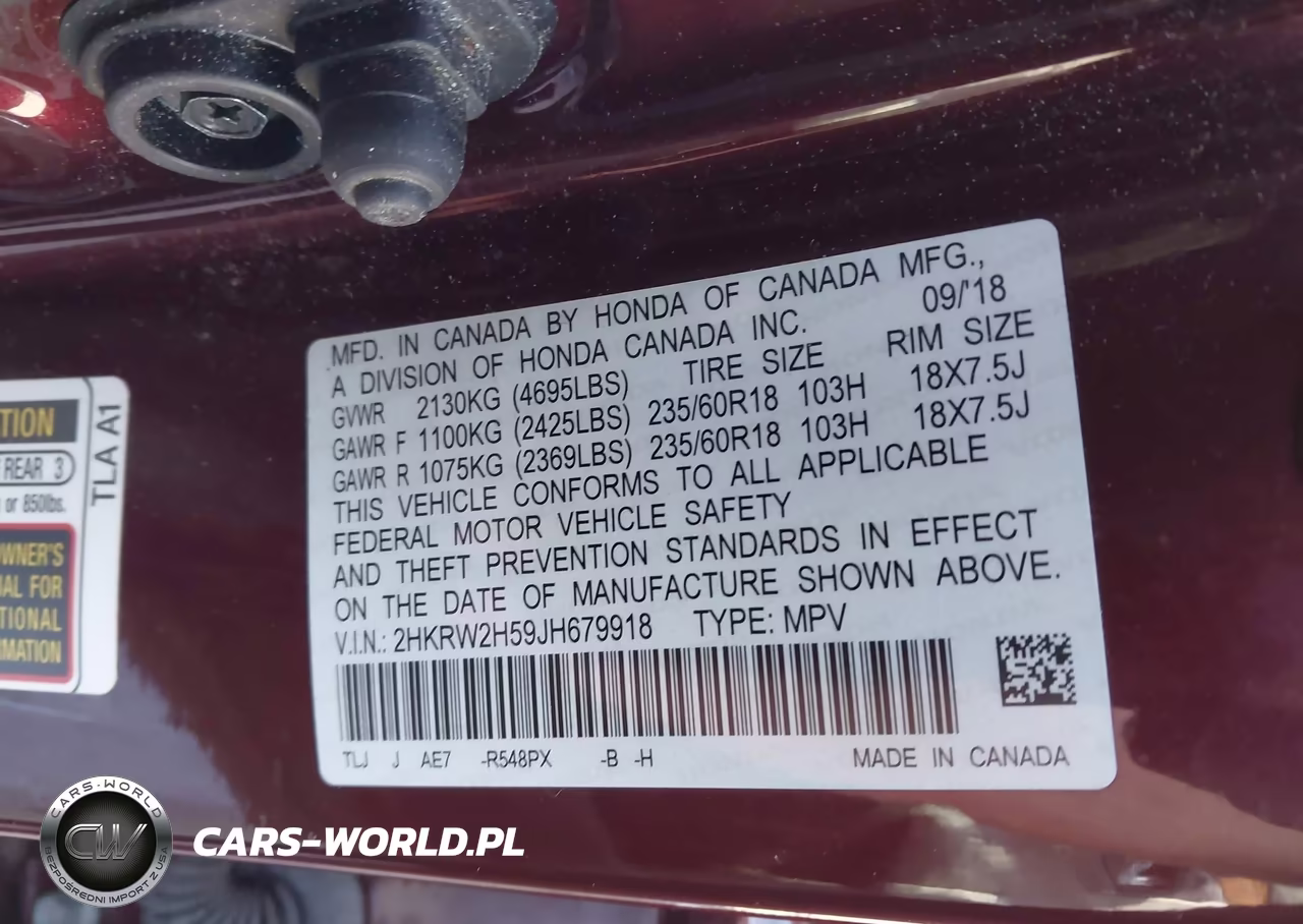 2018 Honda Cr-V Ex VIN:2HKRW2H59JH679918 - 9