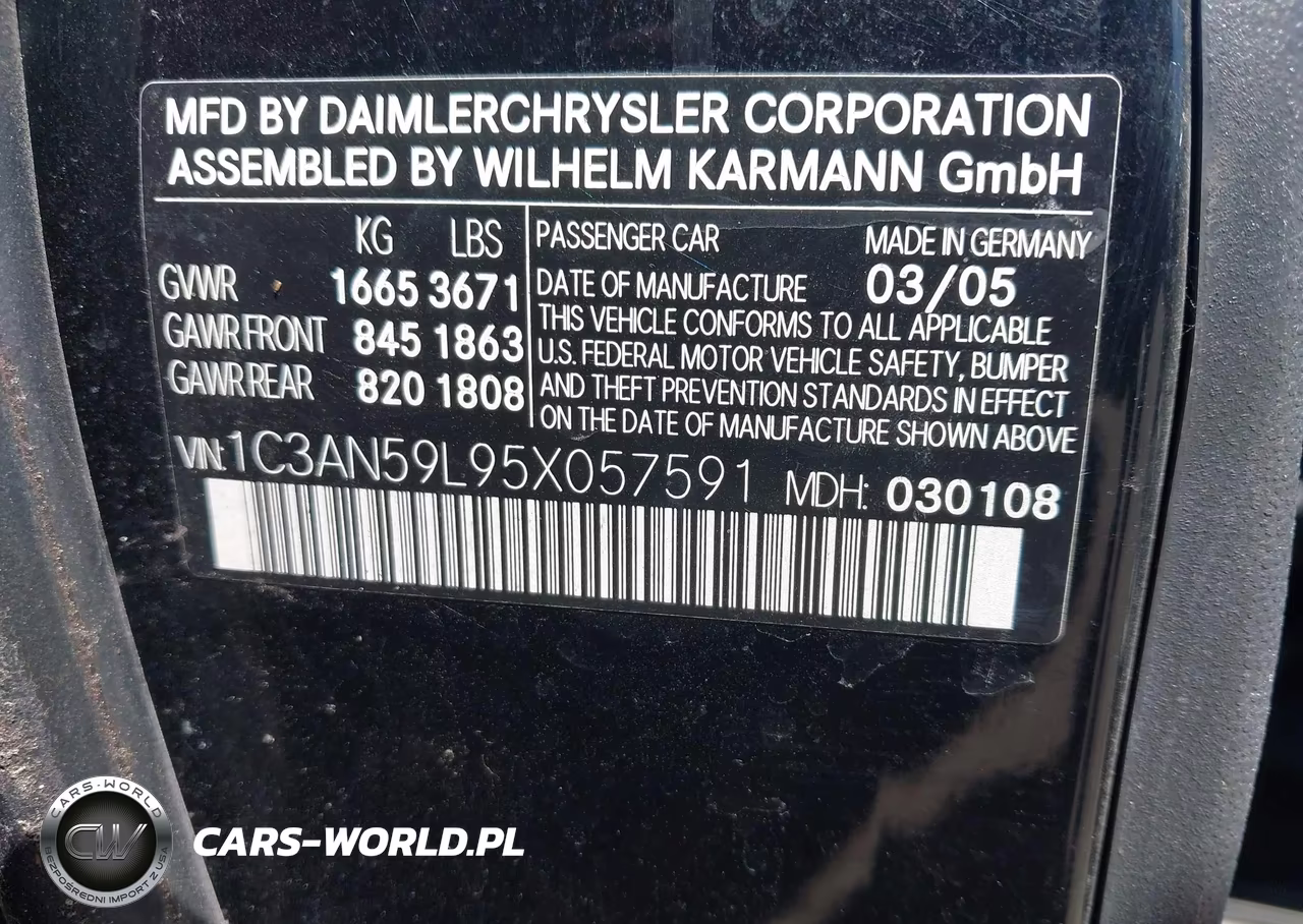 2005 Chrysler Crossfire VIN:1C3AN59L95X057591 - 9