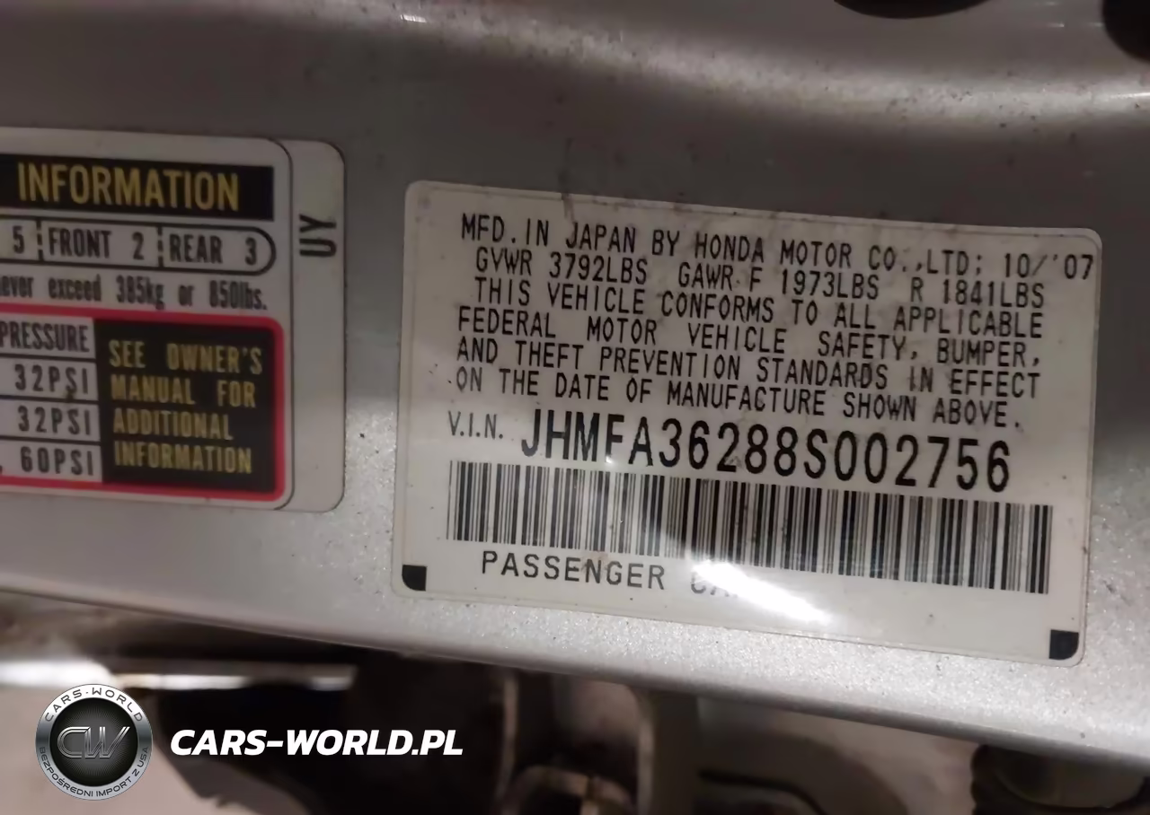 2008 Honda Civic Hybrid VIN:JHMFA36288S002756 - 9