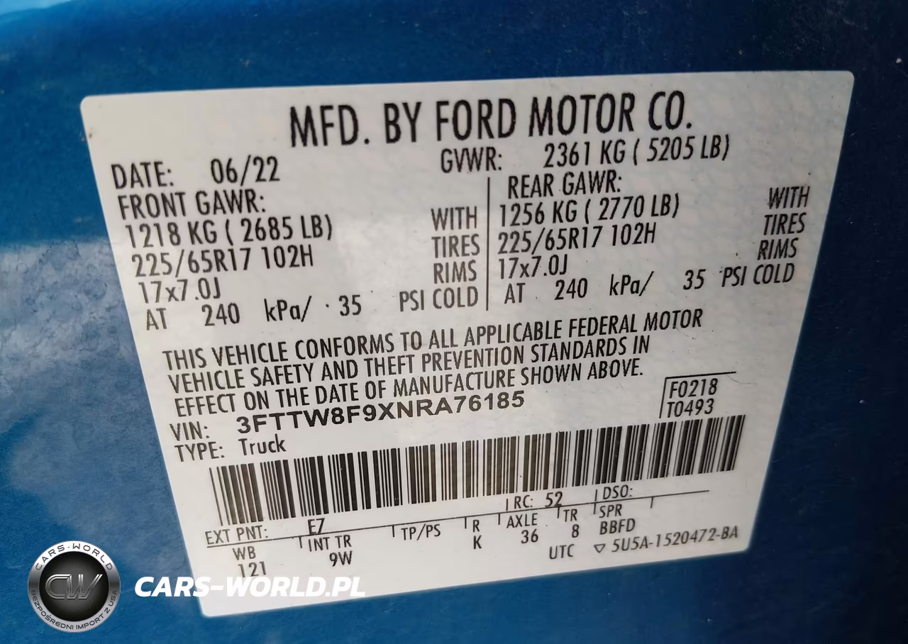 2022 Ford Maverick Xl VIN:3FTTW8F9XNRA76185 - 9