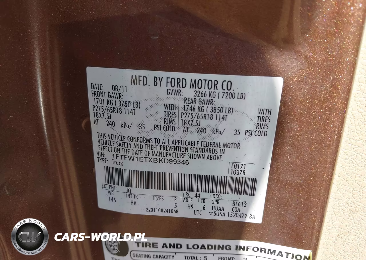 2011 Ford F-150 Fx4-King Ranch-Lariat-Platinum-Xlt VIN:1FTFW1ETXBKD99346 - 9