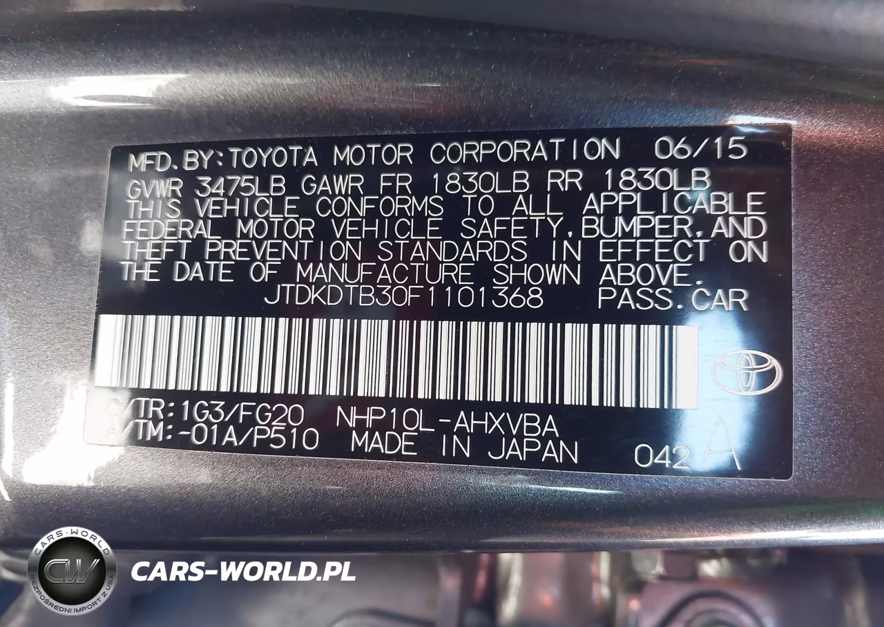 2015 Toyota Prius C Two VIN:JTDKDTB30F1101368 - 9