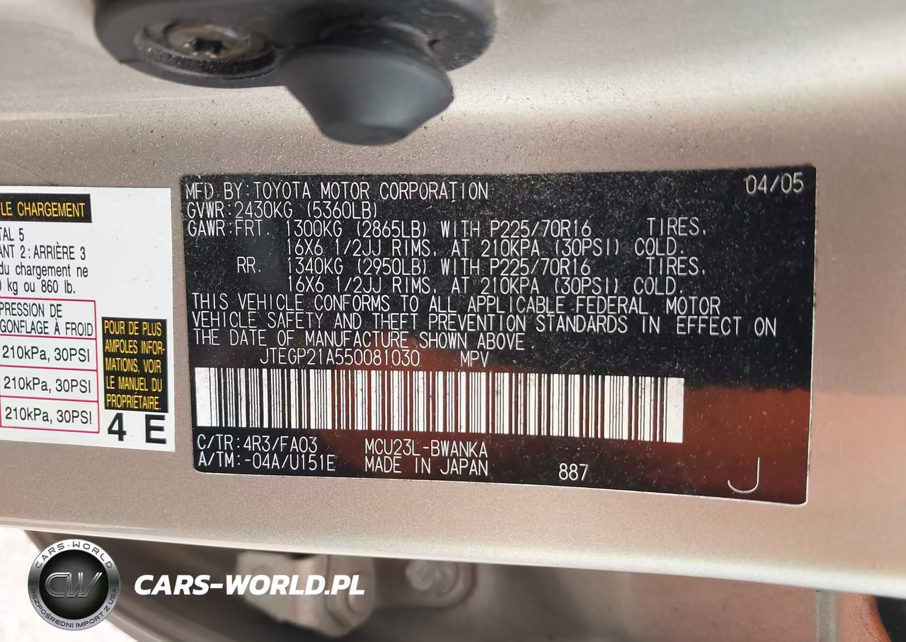 2005 Toyota Highlander V6 VIN:JTEGP21A550081030 - 9