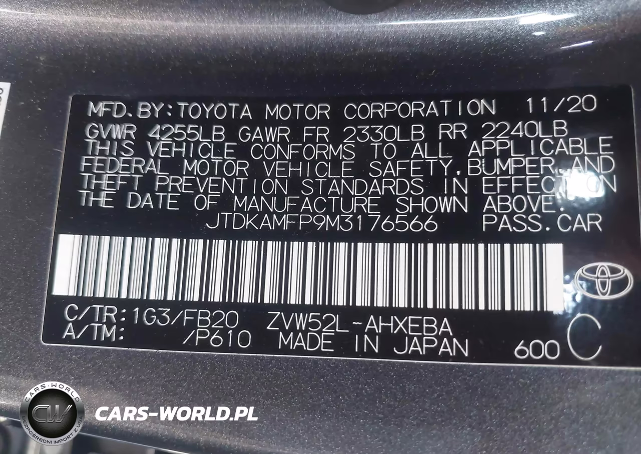 2021 Toyota Prius Prime Le VIN:JTDKAMFP9M3176566 - 9