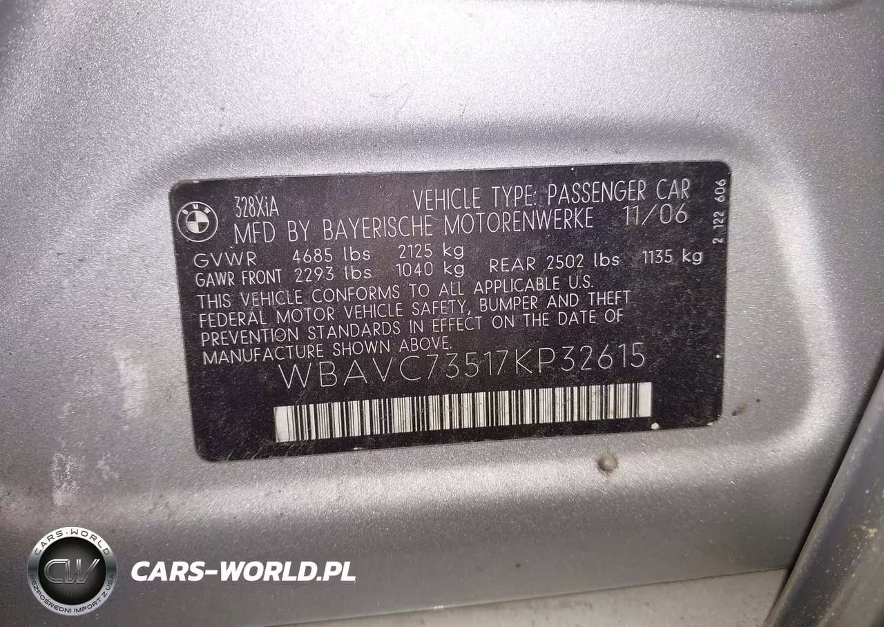 2007 BMW 328Xi VIN:WBAVC73517KP32615 - 9