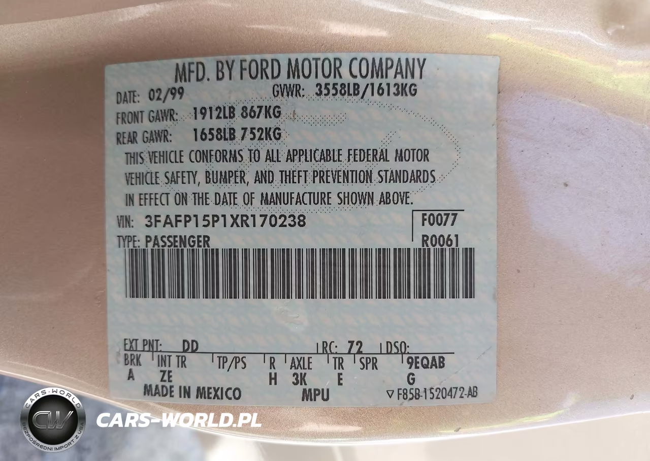 1999 Ford Escort Se VIN:3FAFP15P1XR170238 - 9
